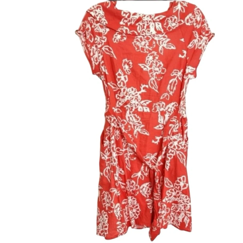 FREE PEOPLE A Thing Called Love Mini Linen Red Floral Dress NWT sz 12